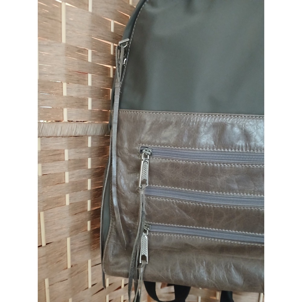 Rebecca Minkoff Khaki Green Nylon Backpack Leather Accents - Picture 2 of 7